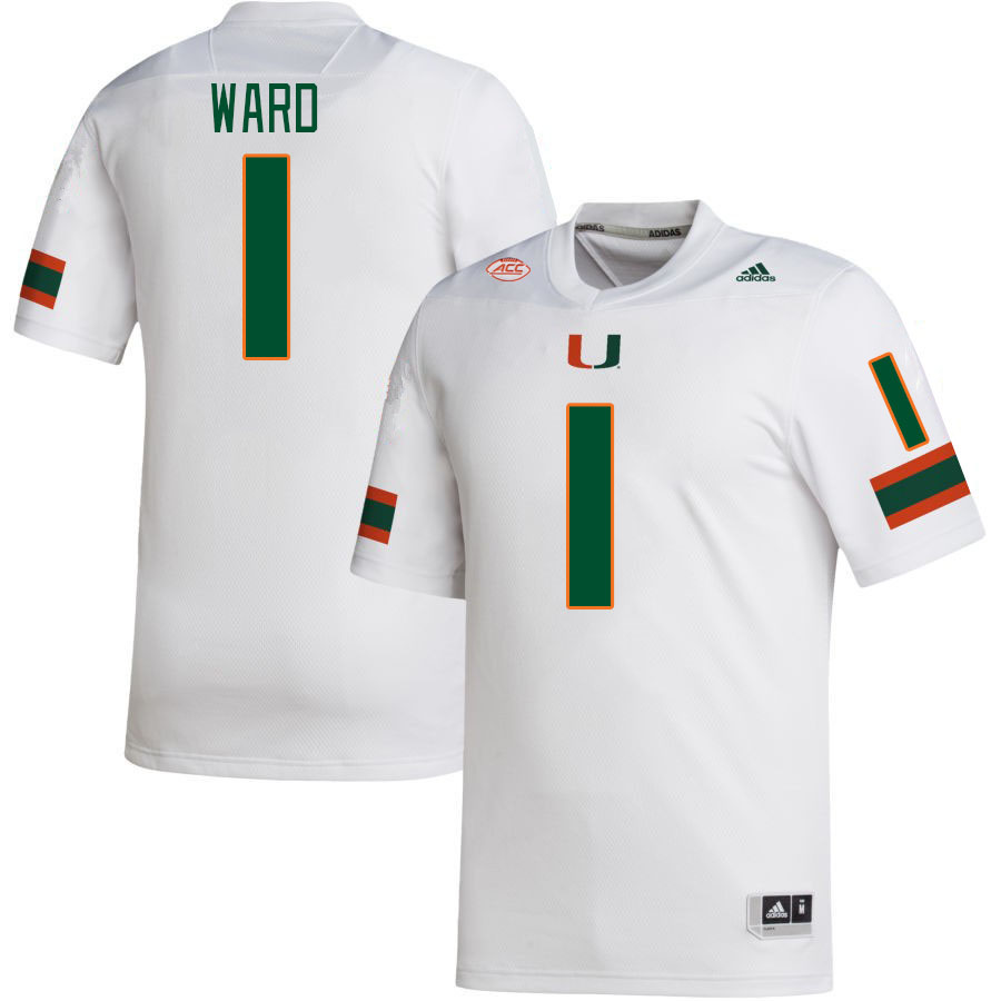 Men #1 Cam Ward Miami Hurricanes College Football Jerseys Stitched-White